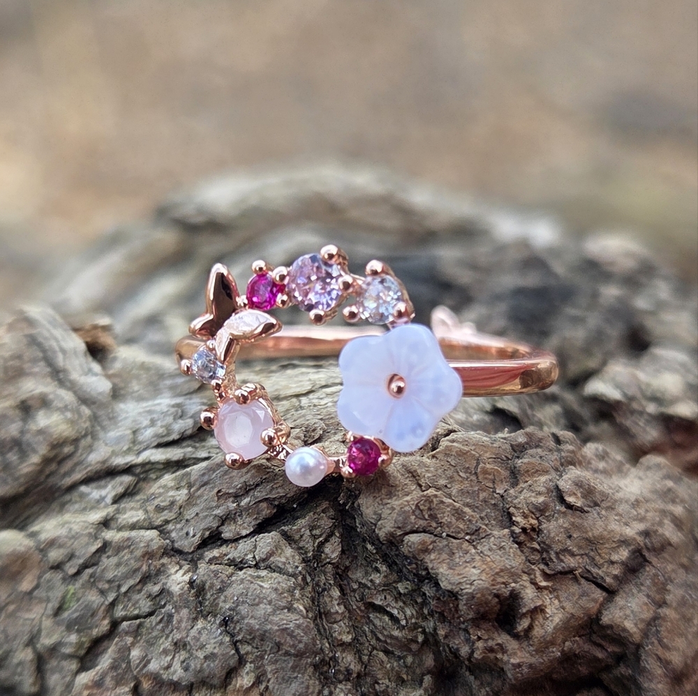 2 For $19! Rose Gold Floral Adjustable Ring NWOT